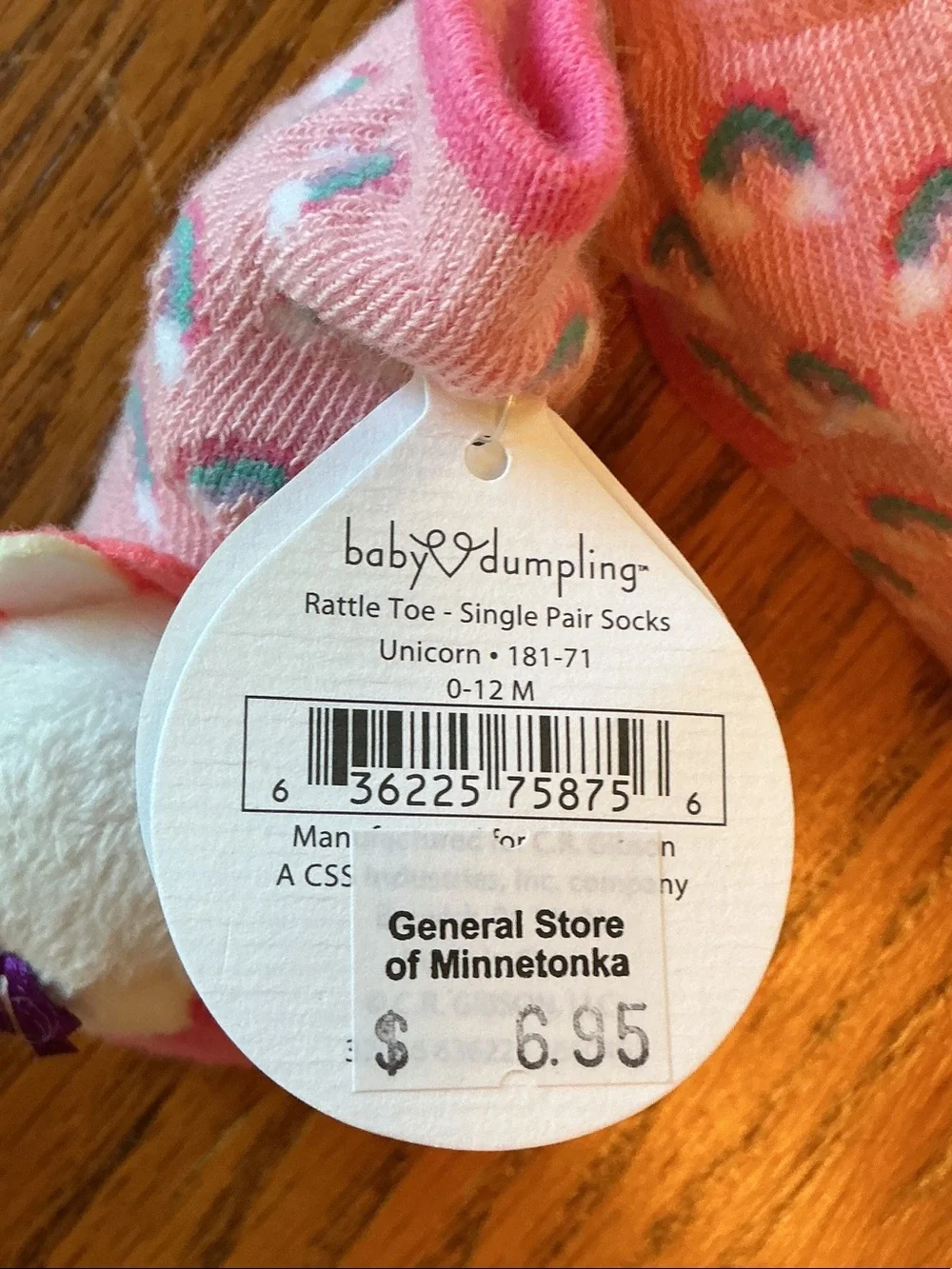 Baby Dumpling Pink Unicorn Plush Baby Rattle Toe Socks NEW